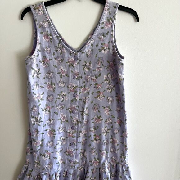 Vintage Rampage 90’s Purple Dress Full Button Floral Size Medium Coquette Flirty - Picture 9 of 15
